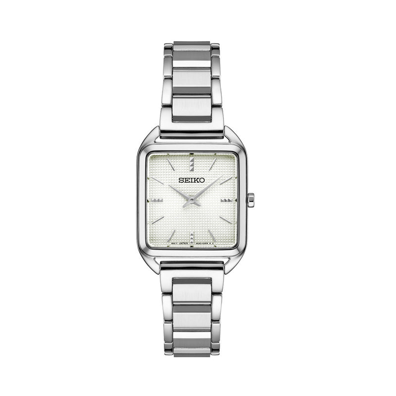Seiko Essentials Tank Watch with White Grid Pattern Dial #SWR073