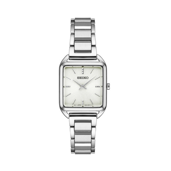 Seiko Essentials Tank Watch with White Grid Pattern Dial #SWR073