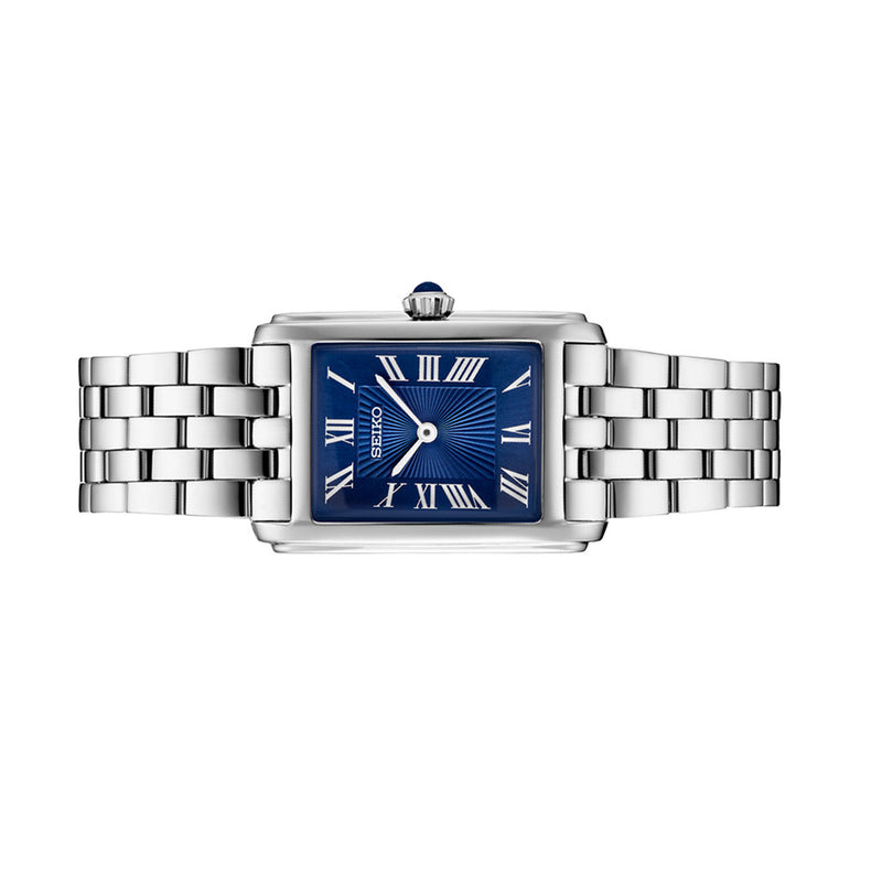 Seiko Essentials Quartz Tank Dress Watch with Blue Dial #SWR085 — Long Island Watch