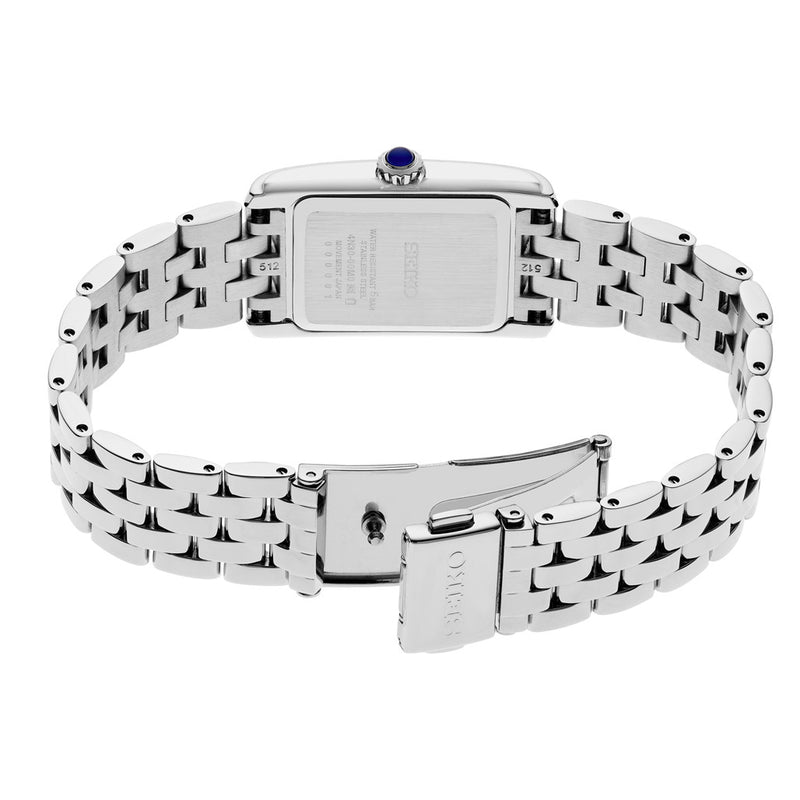 Seiko Essentials Quartz Tank Dress Watch with Blue Dial #SWR085