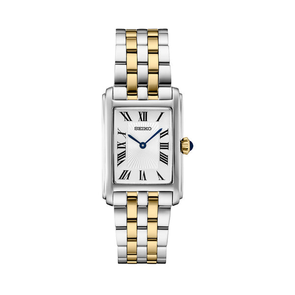 Seiko Essentials Two-Tone Quartz Tank Dress Watch #SWR087
