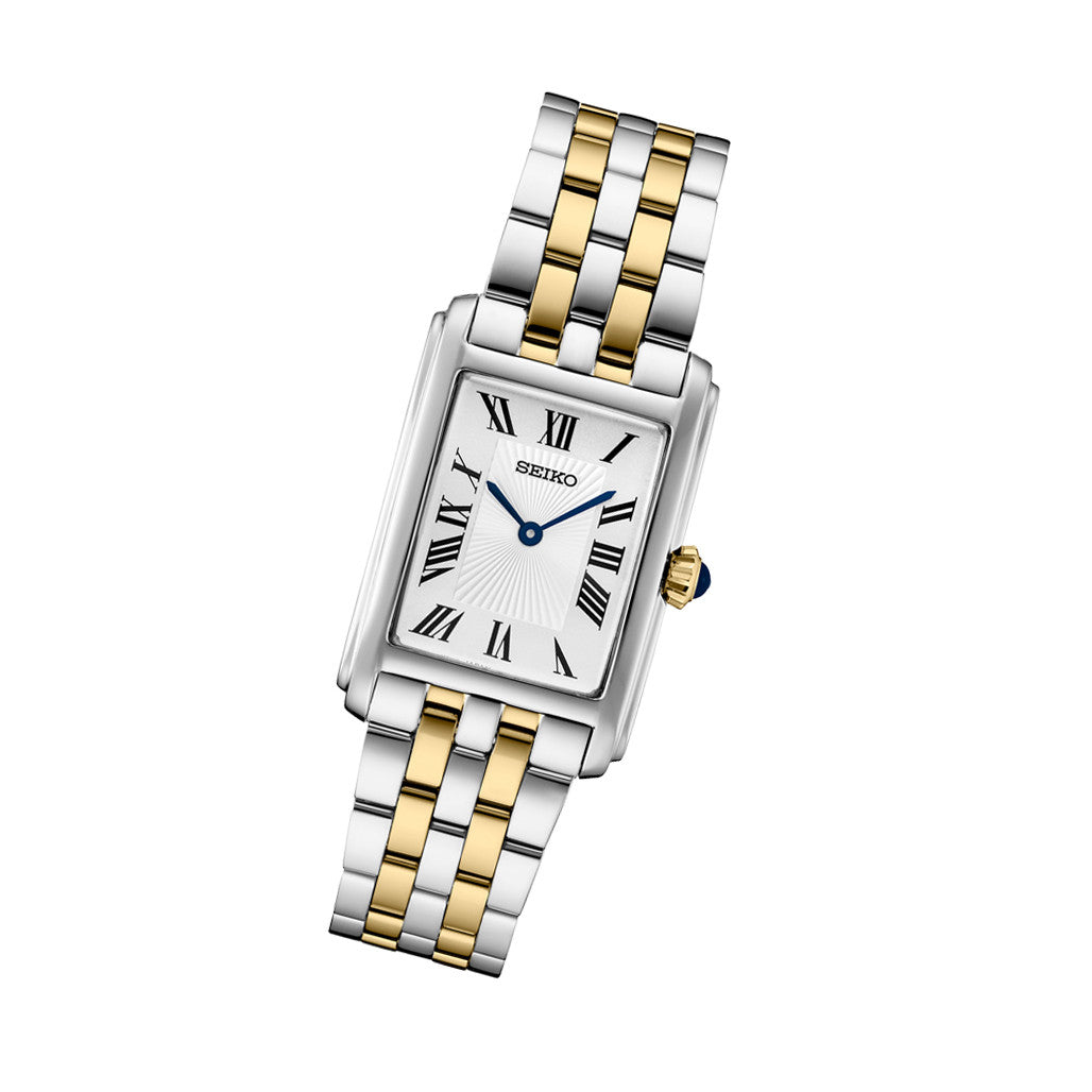 Seiko Essentials Two-Tone Quartz Tank Dress Watch #SWR087 — Long