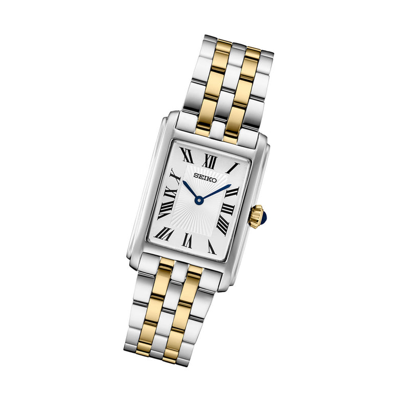 Seiko Essentials Two-Tone Quartz Tank Dress Watch #SWR087