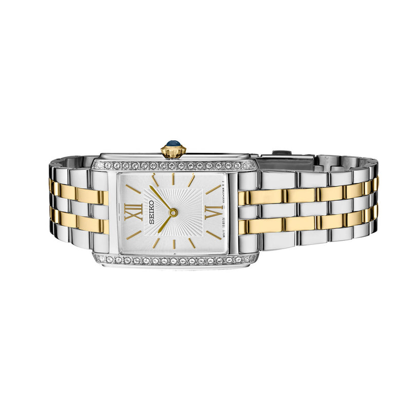 Seiko Women's Rectangular Case Two-Tone Dress Watch #SWR093