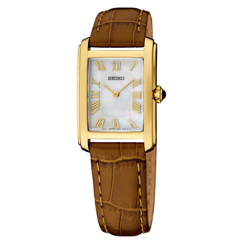 Seiko Essentials Goldtone Lady's Watch with Mother of Pearl Dial #SWR100