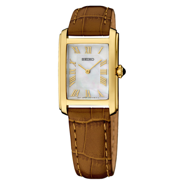 Seiko Essentials Goldtone Lady's Watch with Mother of Pearl Dial #SWR100