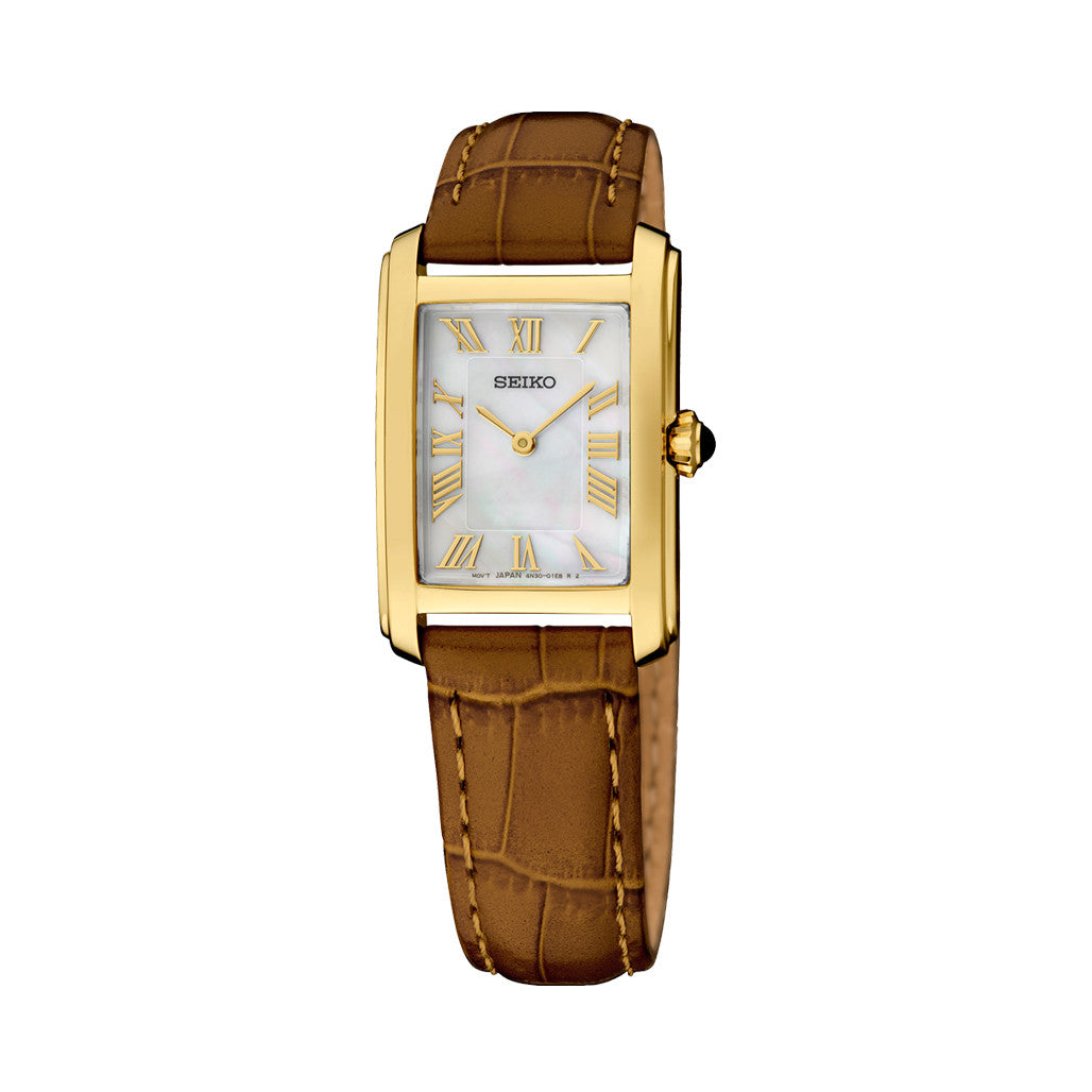 Seiko Essentials Goldtone Lady's Watch with Mother of Pearl Dial