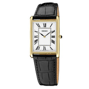 Seiko Classic Goldtone Thin Quartz Dress Watch with Sapphire Crystal #SWR104