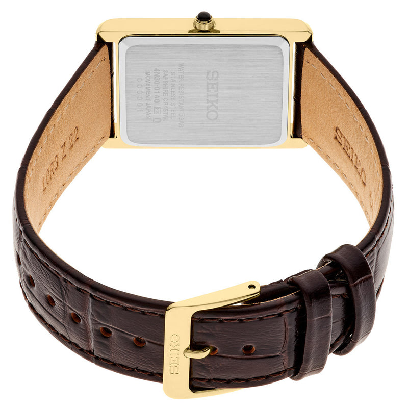 Seiko Classic Goldtone Thin Quartz Dress Watch with Sapphire Crystal #SWR106