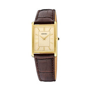 Seiko Classic Goldtone Thin Quartz Dress Watch with Sapphire Crystal #SWR106