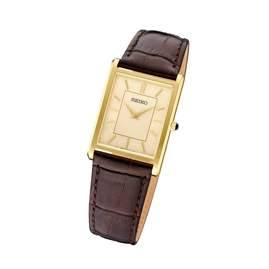 Seiko Classic Goldtone Thin Quartz Dress Watch with Sapphire