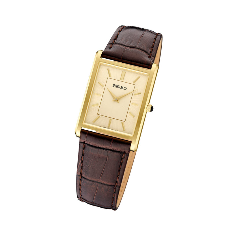 Seiko Classic Goldtone Thin Quartz Dress Watch with Sapphire Crystal #SWR106 — Long Island Watch