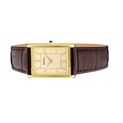 Seiko Classic Goldtone Thin Quartz Dress Watch with Sapphire Crystal #SWR106