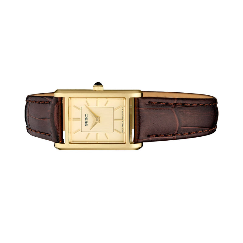 Seiko Lady's Classic Goldtone Thin Quartz Dress Watch with Sapphire Crystal #SWR110