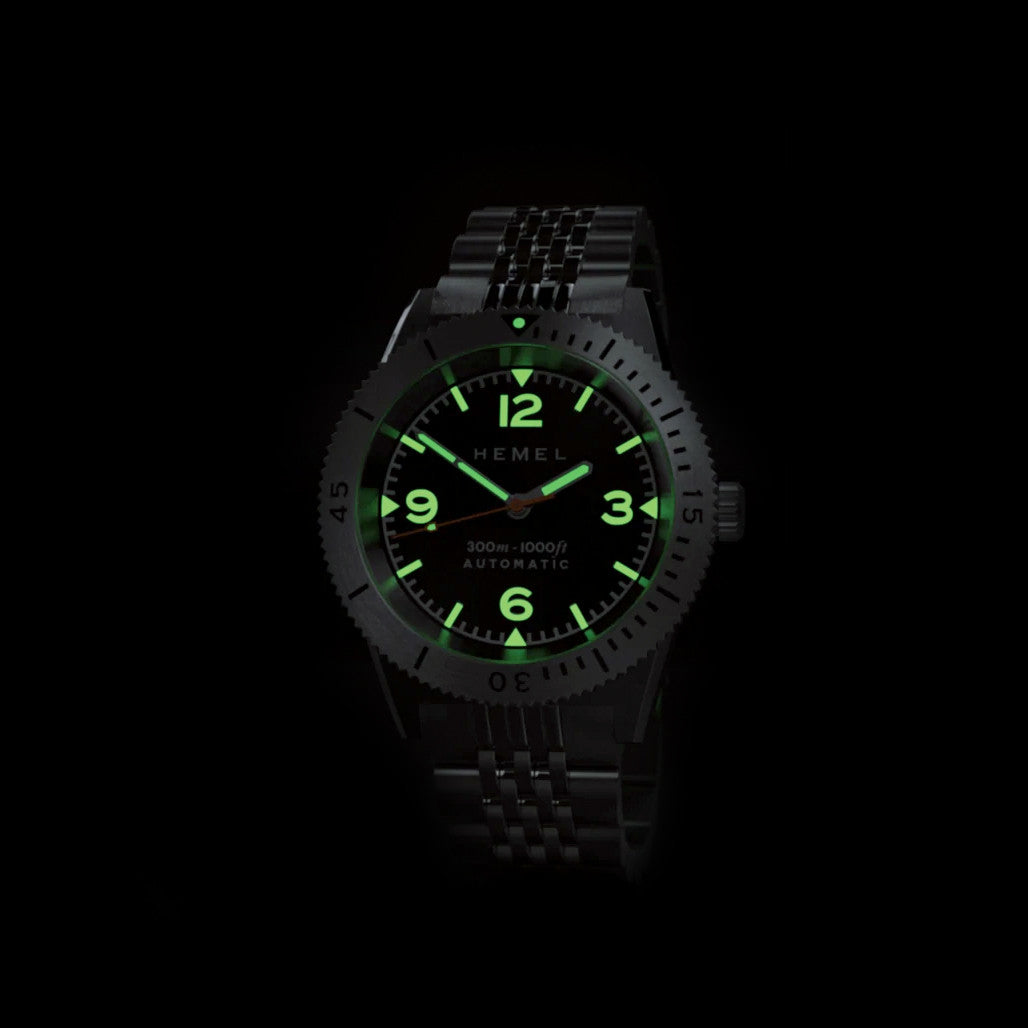 Hemel Sea Dart Automatic Dive Watch with Black Dial #HD3 — Long