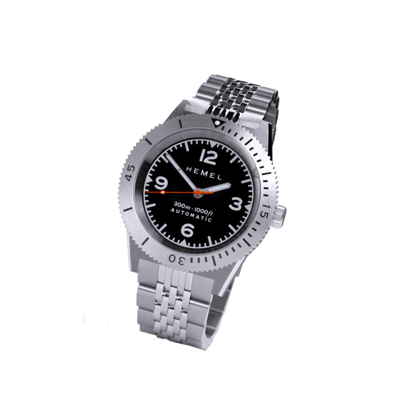 Hemel Sea Dart Automatic Dive Watch with Black Dial Tilt