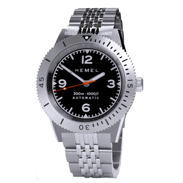 Hemel Sea Dart Automatic Dive Watch with Black Dial Zoomed
