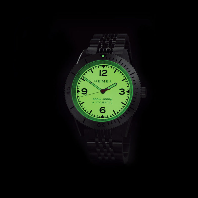 Hemel Sea Dart Automatic Dive Watch with Full Lume Dial Lime