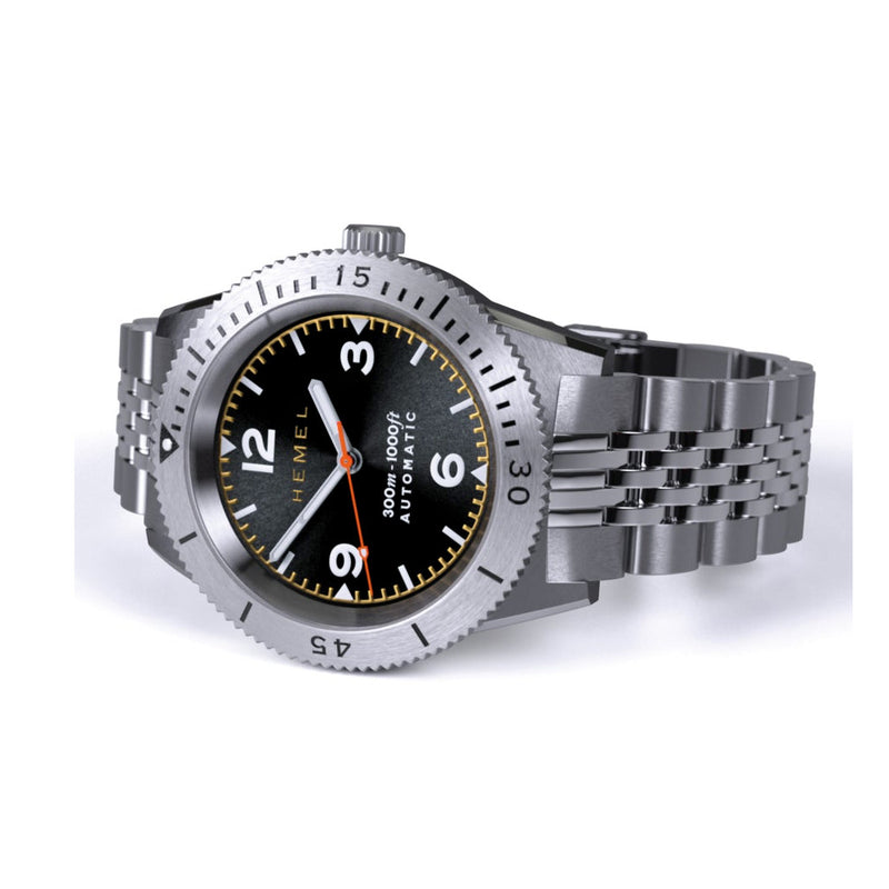 Hemel Sea Dart Automatic Dive Watch with Black Gilt Dial Side