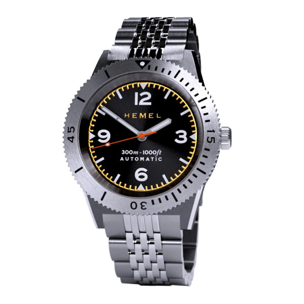 Hemel Sea Dart Automatic Dive Watch with Black Gilt Dial Zoom