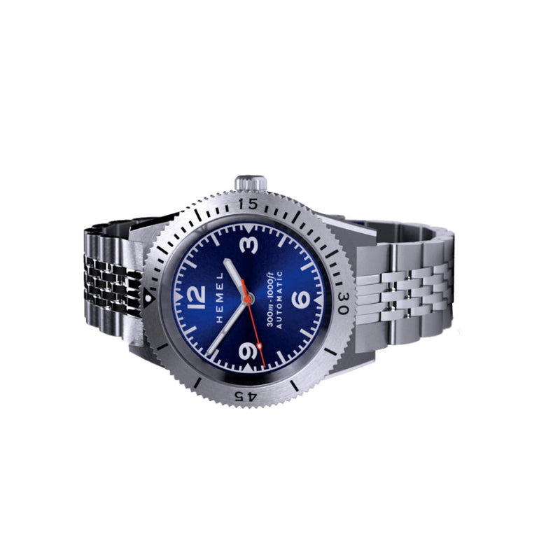 Hemel Sea Dart Automatic Dive Watch with Blue Dial Side