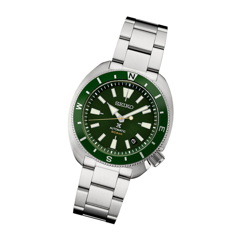 Seiko Prospex SRPH15 Land Tortoise with Green Dial Tilted View