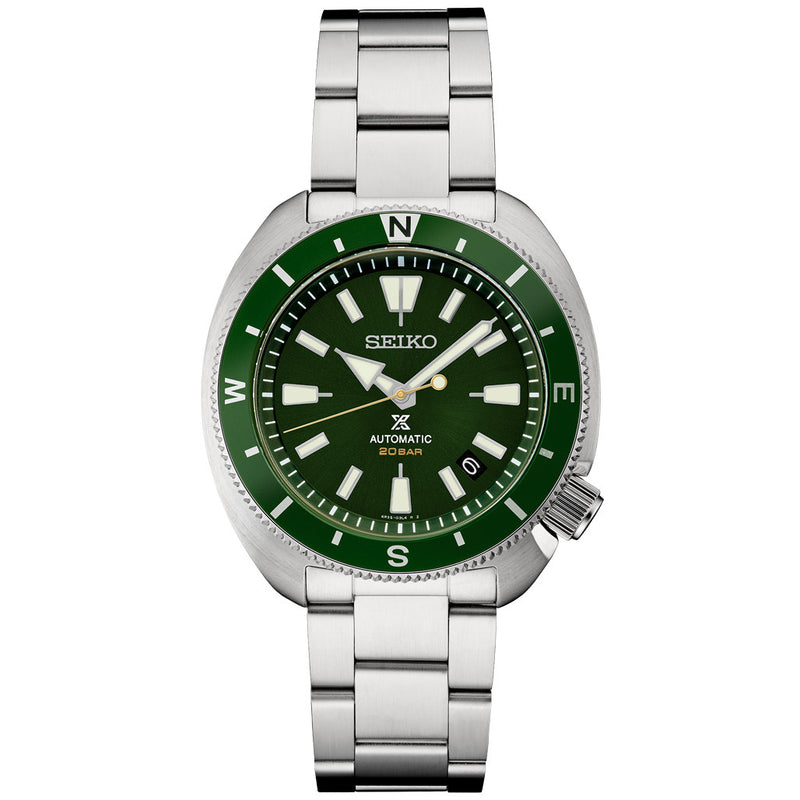 Seiko Prospex SRPH15 Land Tortoise with Green Dial Zoomed