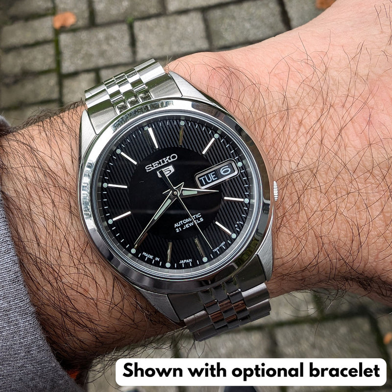 Seiko 5 Automatic Black Dial Watch with Stainless Steel Bracelet #SNKL23J1