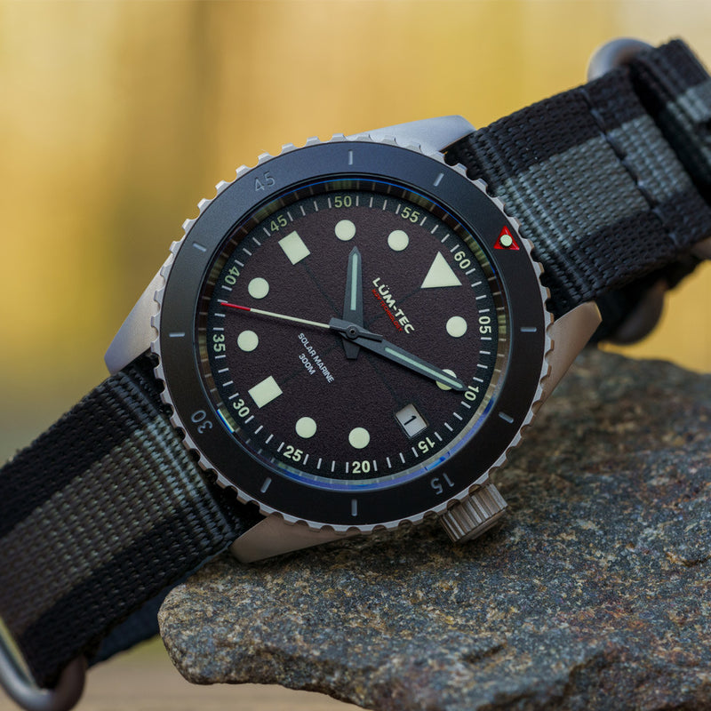Lum-Tec Solar Powered Military Watch with 39mm Bead Blasted Case #SM-1 Lifestyle