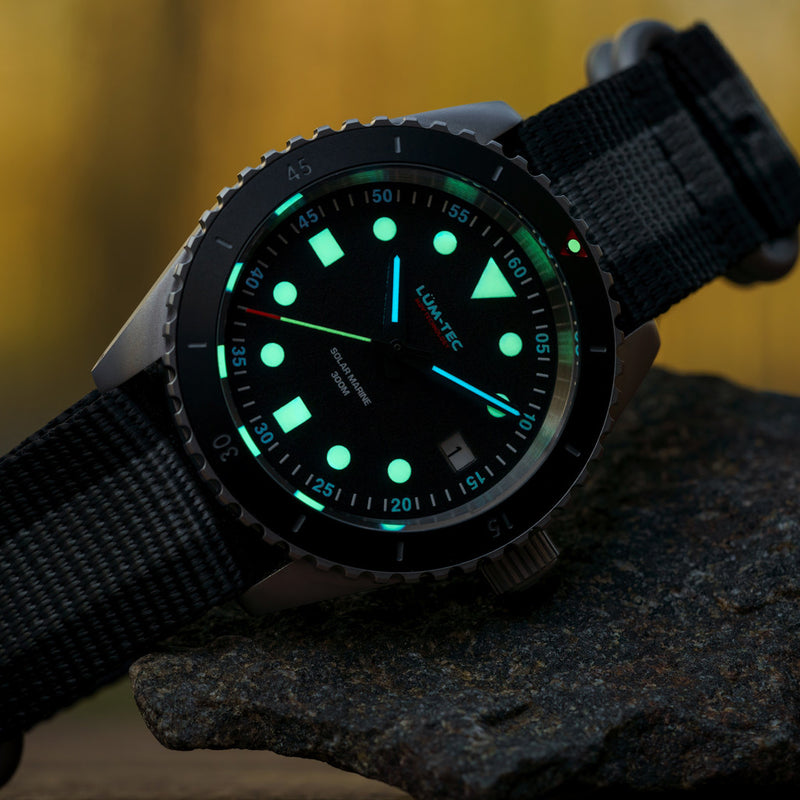Lum-Tec Solar Powered Military Watch with 39mm Bead Blasted Case #SM-1 lume
