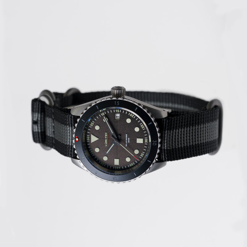 Lum-Tec Solar Powered Military Watch with 39mm Bead Blasted Case #SM-1 side