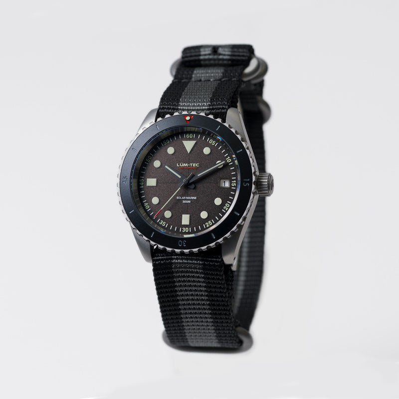 Lum-Tec Solar Powered Military Watch with 39mm Bead Blasted Case #SM-1