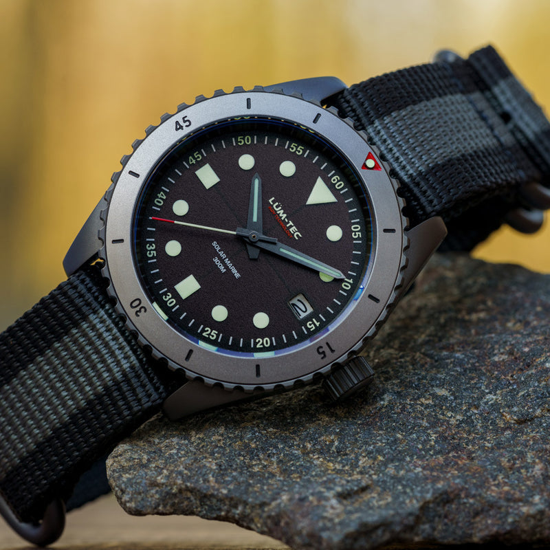 Lum-Tec Solar Powered Military Watch with 39mm Titanium Carbide Bead Blasted Case #SM-2 Lifestyle