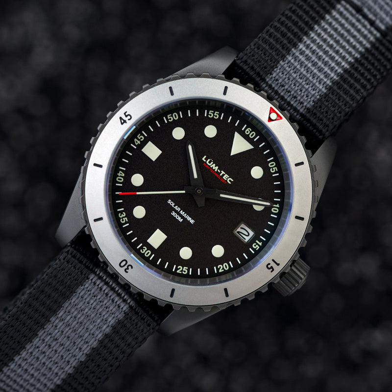 Lum-Tec Solar Powered Military Watch with 39mm Titanium Carbide Bead Blasted Case #SM-2 Lifestyle
