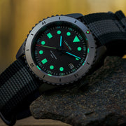 Lum-Tec Solar Powered Military Watch with 39mm Titanium Carbide Bead Blasted Case #SM-2 Lume