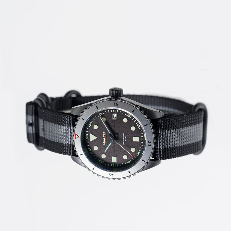 Lum-Tec Solar Powered Military Watch with 39mm Titanium Carbide Bead Blasted Case #SM-2 side