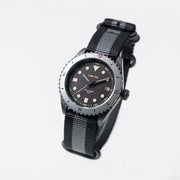 Lum-Tec Solar Powered Military Watch with 39mm Titanium Carbide Bead Blasted Case #SM-2 tilt