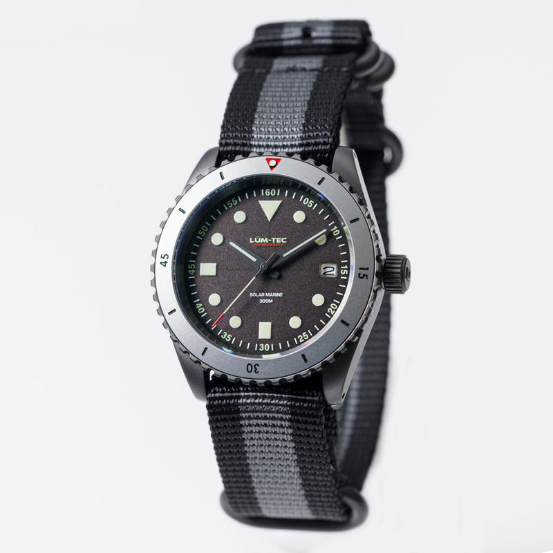 Lum-Tec Solar Powered Military Watch with 39mm Titanium Carbide Bead Blasted Case #SM-2 zoom