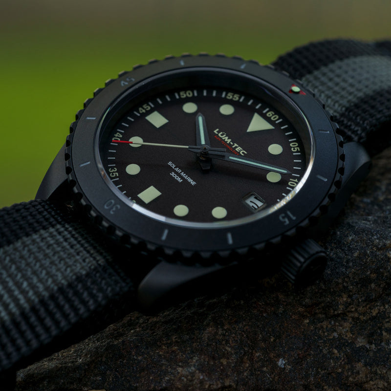 Lum-Tec Solar Powered Military Watch with 39mm Titanium Carbide Bead Blasted Case #SM-3 Lifestyle