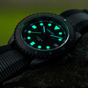 Lum-Tec Solar Powered Military Watch with 39mm Titanium Carbide Bead Blasted Case #SM-3 Lume