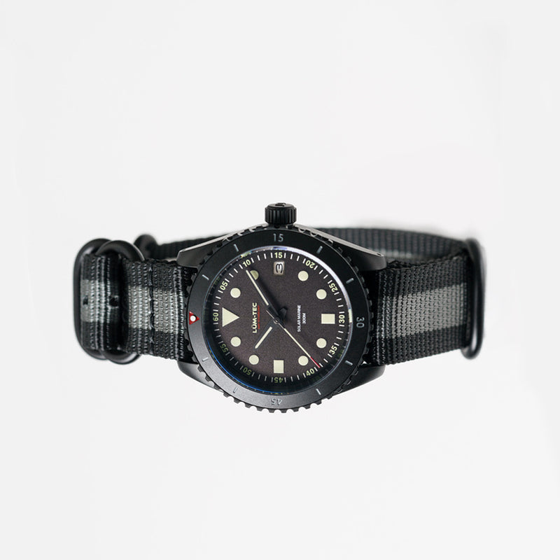 Lum-Tec Solar Powered Military Watch with 39mm Titanium Carbide Bead Blasted Case #SM-3 side