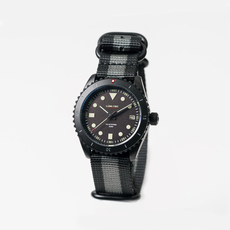 Lum-Tec Solar Powered Military Watch with 39mm Titanium Carbide Bead Blasted Case #SM-3