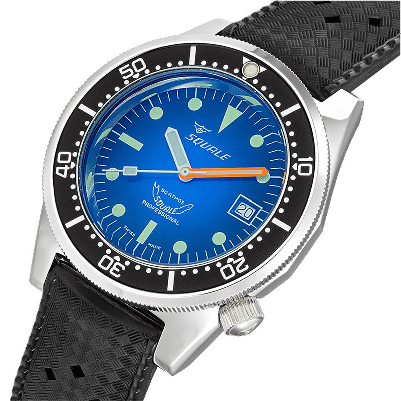 Squale 500 Meter Profondo Blue Ray Dive Watch with Ombre Dial #1521PROFD.HT tilt