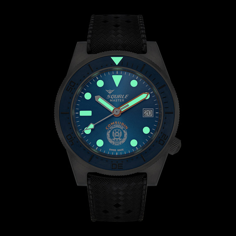 Squale Grade 5 Titanium Master X Palombari Del Comsubin 1200 Meter Dive Watch #MASTERGOS lume