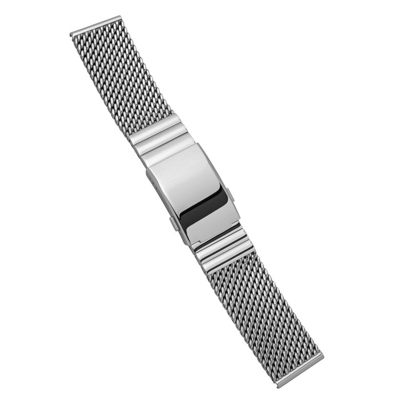 STAIB Satin Finish Heavy Mesh Bracelet with Diver Extension Buckle (20mm) #202125-S