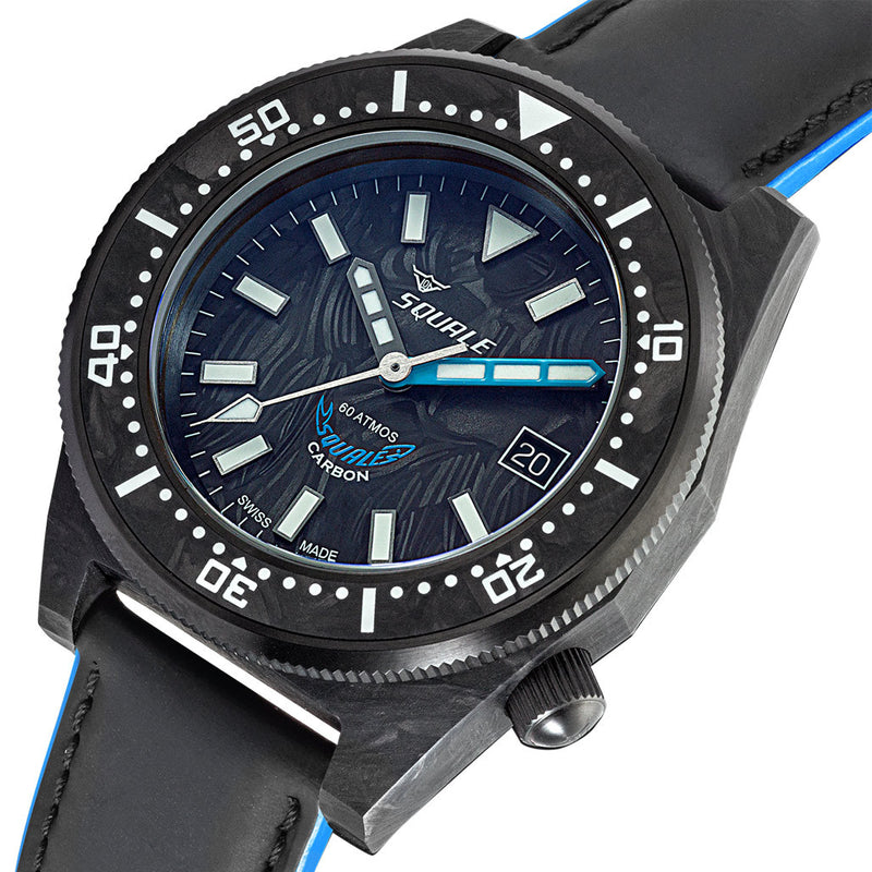Squale T183 Forged Carbon Dive Watch with Blue Accents #T183AFCBL.RLBL