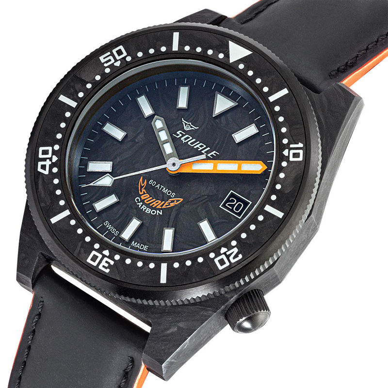 Squale T183 Forged Carbon Dive Watch with Orange Accents #T183AFCOR.RLOR