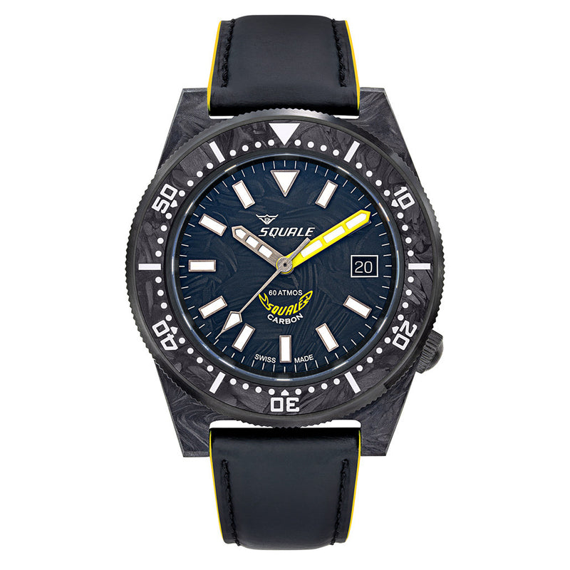 Squale T183 Forged Carbon Dive Watch with Yellow Accents #T183AFCY.RLY