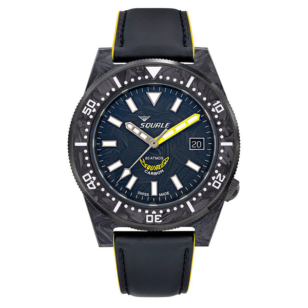 Squale T183 Forged Carbon Dive Watch with Yellow Accents #T183AFCY.RLY