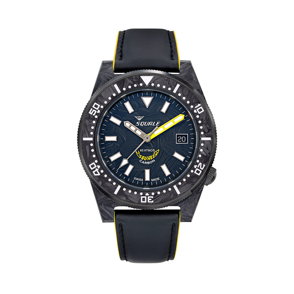 Squale T183 Forged Carbon Dive Watch with Yellow Accents #T183AFCY